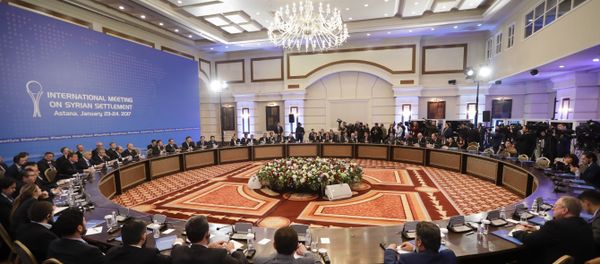 Delegations of Russia, Iran and Turkey hold talks on Syrian peace at a hotel in Astana, Kazakhstan, Monday, Jan. 23, 2017. Delegations of Russia, Iran and Turkey hold talks on Syrian peace at a hotel in Astana, Kazakhstan, Monday, Jan. 23, 2017. - Sputnik International