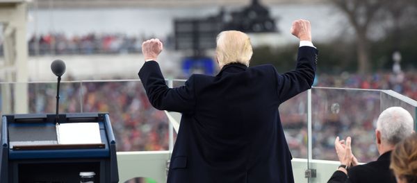 US President Donald Trump celebrates after his speech during the Presidential Inauguration at the US Capitol in Washington, D.C., US, January 20, 2017. - Sputnik International