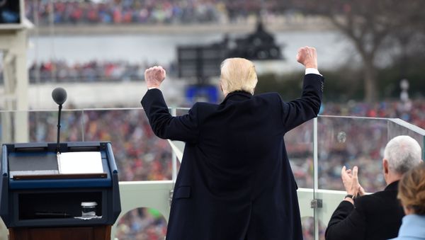 US President Donald Trump celebrates after his speech during the Presidential Inauguration at the US Capitol in Washington, D.C., US, January 20, 2017. - Sputnik International