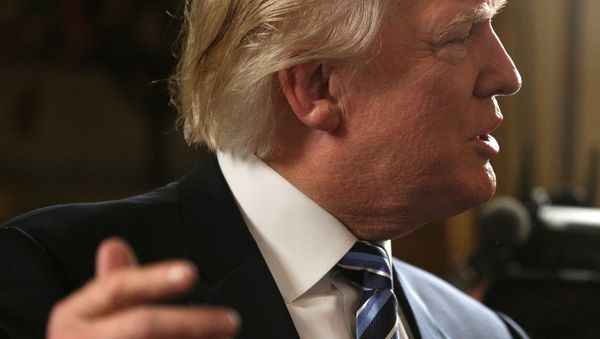 US President Donald Trump speaks during the Inaugural Law Enforcement Officers and First Responders Reception in the Blue Room of the White House in Washington, US, January 22, 2017. - Sputnik International