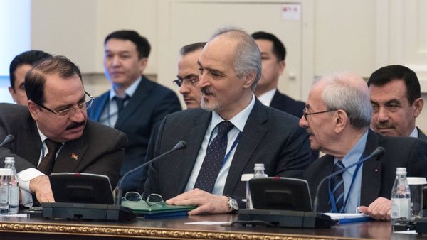 Bashar Jaafari, center, Permanent Representative of the Syrian Arab Republic to the United Nations and head of the Syrian government delegation, at a meeting on Syria in Astana. Bashar Jaafari, center, Permanent Representative of the Syrian Arab Republic to the United Nations and head of the Syrian government delegation, at a meeting on Syria in Astana. - Sputnik International