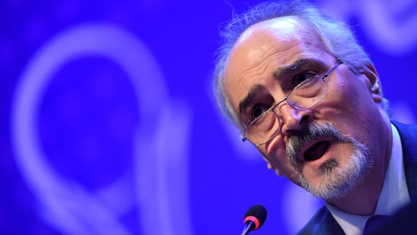Syria's UN ambassador and head of the government delegation Bashar al-Jaafari gives a press conference following Syria peace talks in Astana on January 24, 2017. Syria's UN ambassador and head of the government delegation Bashar al-Jaafari gives a press conference following Syria peace talks in Astana on January 24, 2017. - Sputnik International