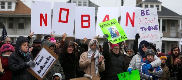 Several hundred people rally against a temporary travel ban signed by U.S. President Donald Trump in an executive order during a protest in Hamtramck, Michigan, U.S., January 29, 2017 Several hundred people rally against a temporary travel ban signed by U.S. President Donald Trump in an executive order during a protest in Hamtramck, Michigan, U.S., January 29, 2017 - Sputnik International