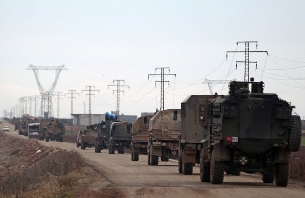 Turkish military vehicles drive in the Syrian rebel-held town of al-Rai, as they head towards the northern Syrian town of al-Bab, Syria January 9, 2017 Turkish military vehicles drive in the Syrian rebel-held town of al-Rai, as they head towards the northern Syrian town of al-Bab, Syria January 9, 2017 - Sputnik International