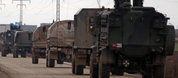 Turkish military vehicles drive in the Syrian rebel-held town of al-Rai, as they head towards the northern Syrian town of al-Bab, Syria January 9, 2017 Turkish military vehicles drive in the Syrian rebel-held town of al-Rai, as they head towards the northern Syrian town of al-Bab, Syria January 9, 2017 - Sputnik International