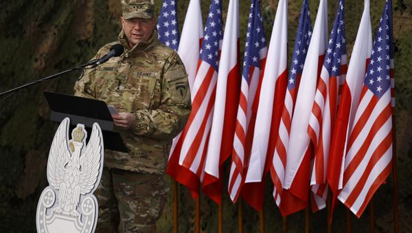 US Army Europe Commanding General Ben Hodges speaks during the inauguration ceremony of bilateral military training between US and Polish troops in Zagan, Poland, January 30, 2017. US Army Europe Commanding General Ben Hodges speaks during the inauguration ceremony of bilateral military training between US and Polish troops in Zagan, Poland, January 30, 2017. - Sputnik International