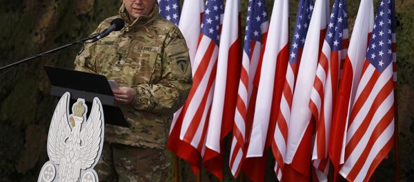 US Army Europe Commanding General Ben Hodges speaks during the inauguration ceremony of bilateral military training between US and Polish troops in Zagan, Poland, January 30, 2017. US Army Europe Commanding General Ben Hodges speaks during the inauguration ceremony of bilateral military training between US and Polish troops in Zagan, Poland, January 30, 2017. - Sputnik International