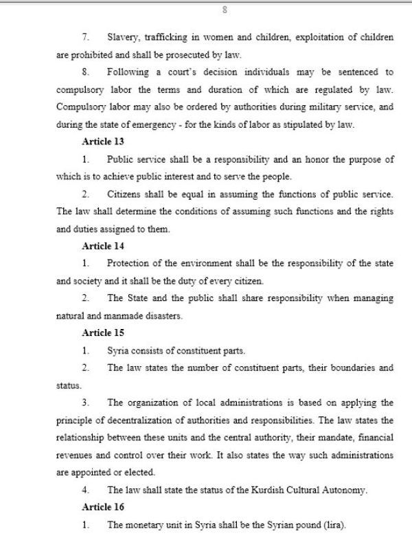 Syrian Constitution, Page 8 - Sputnik International