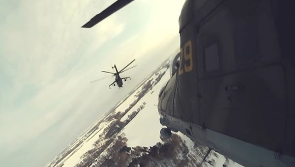 Russia's Mi-24 Helicopters Take Part In Drills - Sputnik International