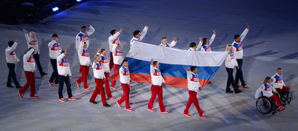 The Russian national flag carried out at the closing ceremony of the Sochi 2014 Winter Paralympics. (File) - Sputnik International