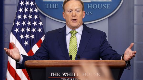White House press secretary Sean Spicer speaks during the daily press briefing in the briefing room of the White House in Washington White House press secretary Sean Spicer speaks during the daily press briefing in the briefing room of the White House in Washington - Sputnik International