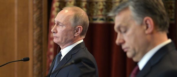 February 2, 2017. Russian President Vladimir Putin and Hungarian Prime Minister Viktor Orban, right, during a joint press conference following their meeting in Budapest February 2, 2017. Russian President Vladimir Putin and Hungarian Prime Minister Viktor Orban, right, during a joint press conference following their meeting in Budapest - Sputnik International