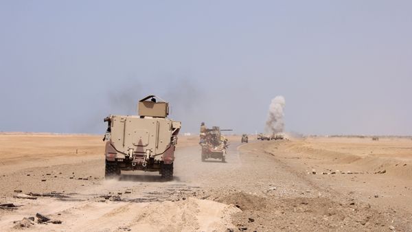 (File) Smoke rises as a Yemeni military armoured personnel carrier was hit by a Houthi rocket near the Red Sea coast city of al-Mokha, Yemen January 23, 2017 - Sputnik International