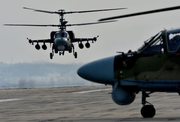 Ka-52 Alligator helicopters during tactical flight training. (File) Ka-52 Alligator helicopters during tactical flight training. (File) - Sputnik International