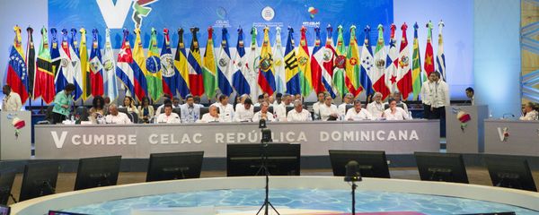Ecuadorean President Rafael Correa is seen at screens as he speaks at the plenary session during the Fifth Summit of the Community of Latin American and Caribbean States (CELAC) in Bavaro, Dominican Republic, on January 25, 2017 Ecuadorean President Rafael Correa is seen at screens as he speaks at the plenary session during the Fifth Summit of the Community of Latin American and Caribbean States (CELAC) in Bavaro, Dominican Republic, on January 25, 2017 - Sputnik International