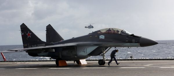 MiG-29K fighter aboard Admiral Kuznetsov heavy aircraft carrier in the Mediterranean Sea. File photo MiG-29K fighter aboard Admiral Kuznetsov heavy aircraft carrier in the Mediterranean Sea. File photo - Sputnik International