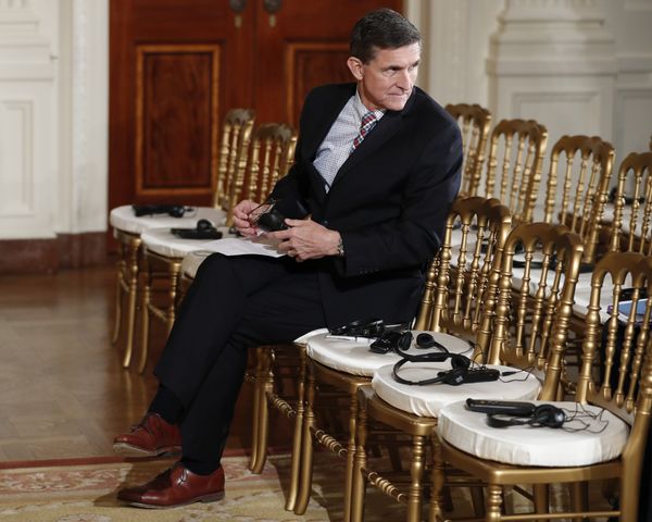 National Security Adviser Michael Flynn sits in the front row before the start of the President Donald Trump and Japanese Prime Minister Shinzo Abe joint new conference in the East Room of the White House, in Washington, Friday, Feb. 10, 2017 - Sputnik International