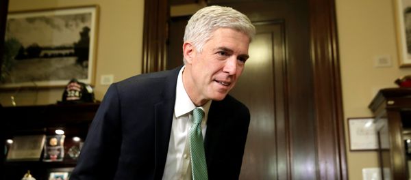 U.S. Supreme Court nominee Judge Neil Gorsuch takes a seat before his meeting with Senator Senator Mark Warner (D-VA) on Capitol Hill in Washington, U.S., February 14, 2017 U.S. Supreme Court nominee Judge Neil Gorsuch takes a seat before his meeting with Senator Senator Mark Warner (D-VA) on Capitol Hill in Washington, U.S., February 14, 2017 - Sputnik International