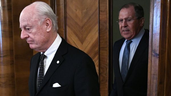 Moscow, Russia. Russian Foreign Minister Sergei Lavrov meets with UN and Arab League Envoy to Syria Staffan de Mistura. Moscow, Russia. Russian Foreign Minister Sergei Lavrov meets with UN and Arab League Envoy to Syria Staffan de Mistura. - Sputnik International