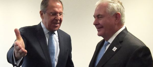 Russian Foreign Minister Sergey Lavrov, left, and U.S. Secretary of State Rex Tillerson at the talks during the G20 foreign ministers meeting. Russian Foreign Minister Sergey Lavrov, left, and U.S. Secretary of State Rex Tillerson at the talks during the G20 foreign ministers meeting. - Sputnik International