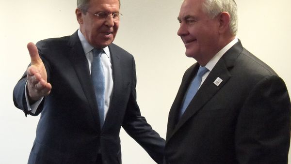 Russian Foreign Minister Sergey Lavrov, left, and U.S. Secretary of State Rex Tillerson at the talks during the G20 foreign ministers meeting. Russian Foreign Minister Sergey Lavrov, left, and U.S. Secretary of State Rex Tillerson at the talks during the G20 foreign ministers meeting. - Sputnik International
