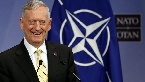 U.S. Defense Secretary Jim Mattis addresses a news conference during a NATO defence ministers meeting at the Alliance headquarters in Brussels, Belgium, February 16, 2017. - Sputnik International