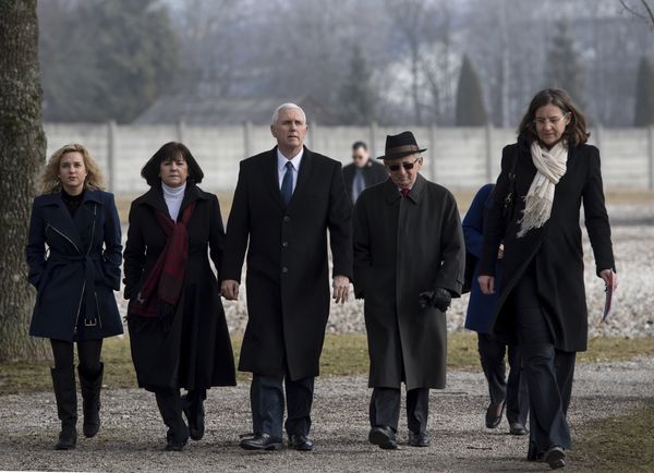 US Vice President Mike Pence, center, his wife Karen, second from left, and his daughter Charlotte, left, are lead by Holocaust survivor Abba Naor, second from right, as they visit the former Nazi concentration camp in Dachau near Munich, southern Germany, Sunday, Feb. 19, 2017, one day after he attended the Munich Security Conference. US Vice President Mike Pence, center, his wife Karen, second from left, and his daughter Charlotte, left, are lead by Holocaust survivor Abba Naor, second from right, as they visit the former Nazi concentration camp in Dachau near Munich, southern Germany, Sunday, Feb. 19, 2017, one day after he attended the Munich Security Conference. - Sputnik International