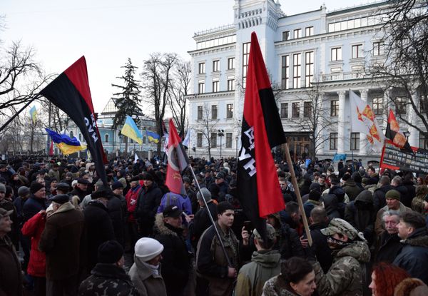 Protest in Kiev commemorating the third anniversary of protests and fighting leading up to the February 2014 Maidan coup. - Sputnik International