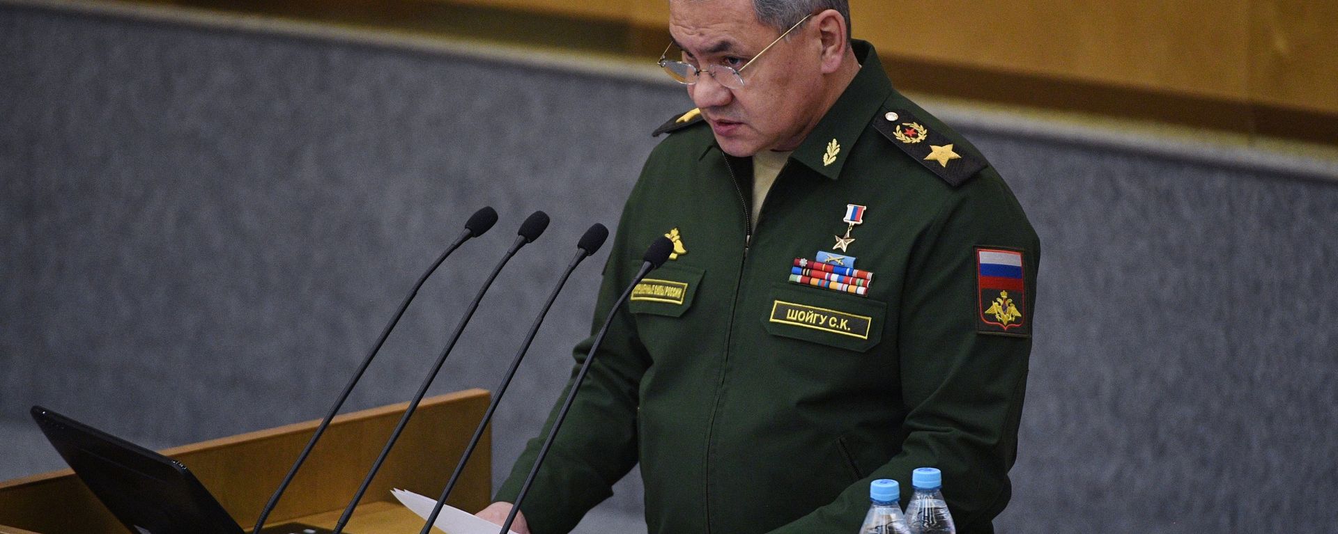 Russian Defense Minister Sergei Shoigu speaks at the lower parliament house's plenary meeting Russian Defense Minister Sergei Shoigu speaks at the lower parliament house's plenary meeting - Sputnik International, 1920, 26.09.2023