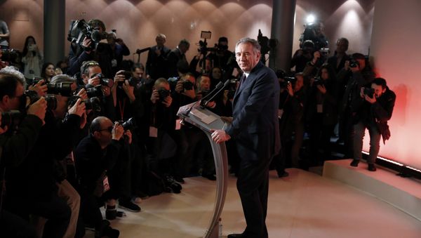Francois Bayrou, French centrist politician and the leader of the Democratic Movement (MoDem), poses for photographers before a news conference at his party's headquarters in Paris, France, February 22, 2017 Francois Bayrou, French centrist politician and the leader of the Democratic Movement (MoDem), poses for photographers before a news conference at his party's headquarters in Paris, France, February 22, 2017 - Sputnik International