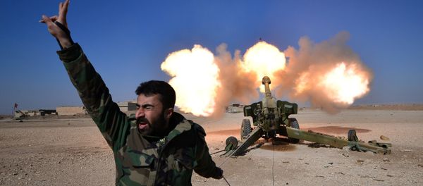 Popular Mobilization Forces (PMF) fire toward Daesh militants, west of Mosul, Iraq February 22, 2017 Popular Mobilization Forces (PMF) fire toward Daesh militants, west of Mosul, Iraq February 22, 2017 - Sputnik International