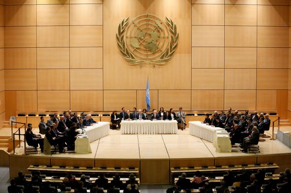 United Nations Special Envoy for Syria Staffan de Mistura addresses the Syrian invitees in the presence of members of the UN Security Council and the International Syria Support Group in the context of the resumption of intra-Syrian talks at the Palais des Nations in Geneva, Switzerland, February 23, 2017 United Nations Special Envoy for Syria Staffan de Mistura addresses the Syrian invitees in the presence of members of the UN Security Council and the International Syria Support Group in the context of the resumption of intra-Syrian talks at the Palais des Nations in Geneva, Switzerland, February 23, 2017 - Sputnik International