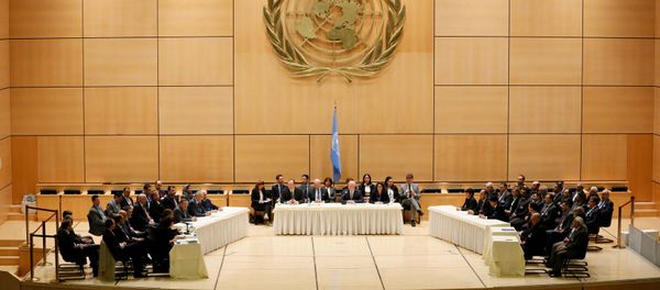 United Nations Special Envoy for Syria Staffan de Mistura addresses the Syrian invitees in the presence of members of the UN Security Council and the International Syria Support Group in the context of the resumption of intra-Syrian talks at the Palais des Nations in Geneva, Switzerland, February 23, 2017 United Nations Special Envoy for Syria Staffan de Mistura addresses the Syrian invitees in the presence of members of the UN Security Council and the International Syria Support Group in the context of the resumption of intra-Syrian talks at the Palais des Nations in Geneva, Switzerland, February 23, 2017 - Sputnik International