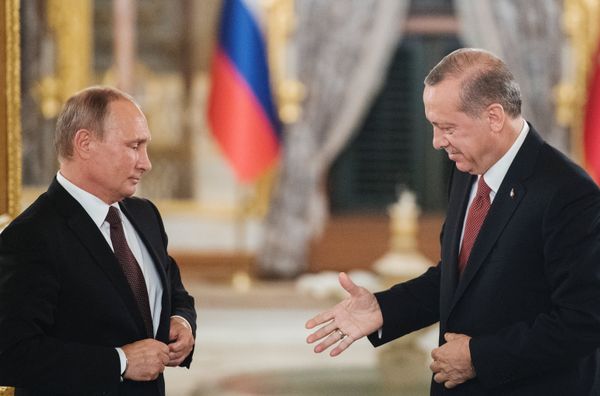 October 10, 2016. Istanbul, Turkey. From left: Russian President Vladimir Putin and Turkish President Recep Tayyip Erdogan during a joint statement for the press after their meeting. October 10, 2016. Istanbul, Turkey. From left: Russian President Vladimir Putin and Turkish President Recep Tayyip Erdogan during a joint statement for the press after their meeting. - Sputnik International