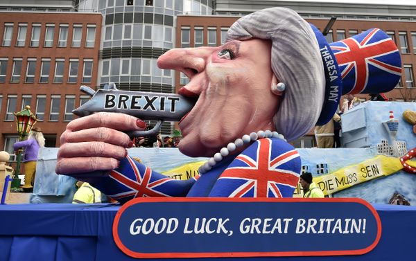 A carnival float depicts British Prime Minister Theresa May with a gun and the writing 'Brexit' on it prior to the traditional carnival parade in Duesseldorf, Germany, on Monday, Feb. 27, 2017. A carnival float depicts British Prime Minister Theresa May with a gun and the writing 'Brexit' on it prior to the traditional carnival parade in Duesseldorf, Germany, on Monday, Feb. 27, 2017. - Sputnik International