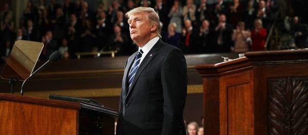 U.S. President Donald Trump delivers his first address to a joint session of Congress from the floor of the House of Representatives iin Washington, U.S., February 28, 2017 - Sputnik International