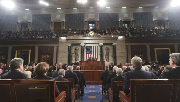 US President Donald J. Trump delivers his first address to a joint session of Congress from the floor of the House of Representatives in Washington, DC, USA, 28 February 2017 - Sputnik International