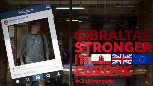 A man stands in a Remain campaign office during the referendum on whether the United Kingdom should stay in or leave the European Union, in Gibraltar on June 23, 2016. A man stands in a Remain campaign office during the referendum on whether the United Kingdom should stay in or leave the European Union, in Gibraltar on June 23, 2016. - Sputnik International