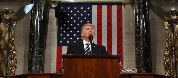 US President Donald J. Trump delivers his first address to a joint session of Congress from the floor of the House of Representatives in Washington, DC, USA, 28 February 2017 US President Donald J. Trump delivers his first address to a joint session of Congress from the floor of the House of Representatives in Washington, DC, USA, 28 February 2017 - Sputnik International