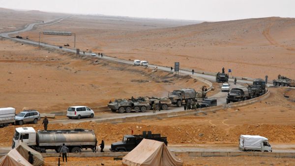 Syrian regime fighters take position as they advance to retake the ancient city of Palmyra, from Islamic State (IS) group fighters on March 2, 2017 Syrian regime fighters take position as they advance to retake the ancient city of Palmyra, from Islamic State (IS) group fighters on March 2, 2017 - Sputnik International