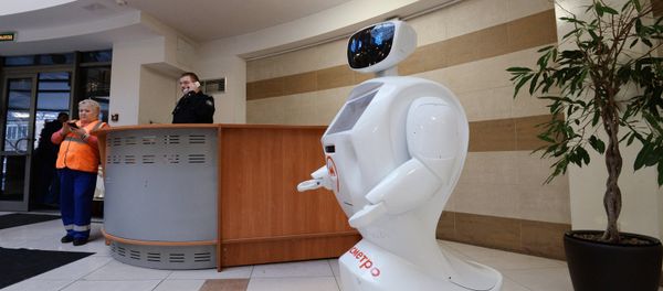 Robot Metrosha in the central office of Moscow Metro in Prospekt Mira station Robot Metrosha in the central office of Moscow Metro in Prospekt Mira station - Sputnik International