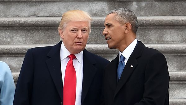 President Donald Trump and former President Barack Obama talk on the East front steps of the US Capitol after inauguration ceremonies on January 20, 2017 in Washington, DC. President Donald Trump and former President Barack Obama talk on the East front steps of the US Capitol after inauguration ceremonies on January 20, 2017 in Washington, DC. - Sputnik International