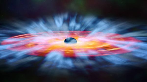 In this artist's illustration, turbulent winds of gas swirl around a black hole. - Sputnik International