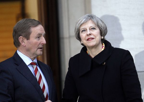 British Prime Minister Theresa May, right, talks with Irish Prime Minister Enda Kenny after arriving for a meeting at government buildings, Dublin, Ireland, Monday, Jan. 30, 2017. British Prime Minister Theresa May, right, talks with Irish Prime Minister Enda Kenny after arriving for a meeting at government buildings, Dublin, Ireland, Monday, Jan. 30, 2017. - Sputnik International