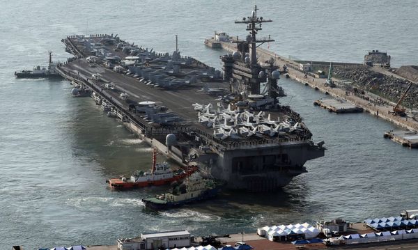 U.S. aircraft carrier USS Carl Vinson arrives for an annual joint military exercise called Foal Eagle between South Korea and U.S, at the port of Busan, South Korea, March 15, 2017. U.S. aircraft carrier USS Carl Vinson arrives for an annual joint military exercise called Foal Eagle between South Korea and U.S, at the port of Busan, South Korea, March 15, 2017. - Sputnik International