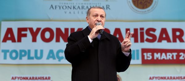 Turkish President Tayyip Erdogan addresses his supporters during a ceremony in Afyonkarahisar, Turkey March 15, 2017 Turkish President Tayyip Erdogan addresses his supporters during a ceremony in Afyonkarahisar, Turkey March 15, 2017 - Sputnik International