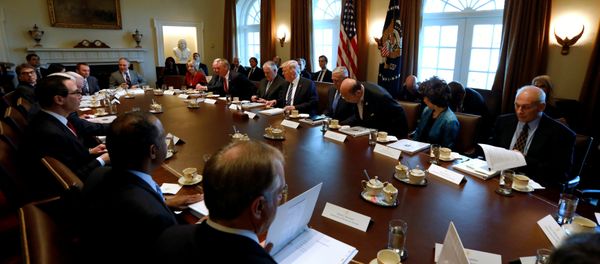 US President Donald Trump (5th R) holds a meeting with his cabinet at the White House in Washington, U.S. March 13, 2017 US President Donald Trump (5th R) holds a meeting with his cabinet at the White House in Washington, U.S. March 13, 2017 - Sputnik International