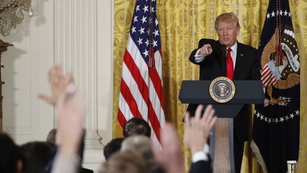 President Donald Trump calls on a reporter during a news conference, Thursday, Feb. 16, 2017, in the East Room of the White House in Washington - Sputnik International