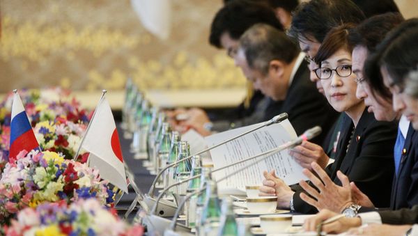 Japanese Defense Minister Tomomi Inada during two-plus-two talks between defense and foreign ministers of Japan and Russia, in Tokyo. Japanese Defense Minister Tomomi Inada during two-plus-two talks between defense and foreign ministers of Japan and Russia, in Tokyo. - Sputnik International