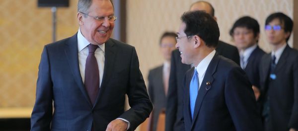 Japanese Foreign Minister Fumio Kishida and Russian Foreign Minister Sergei Lavrov, left, during a meeting held as part of Lavrov's visit to Japan. Japanese Foreign Minister Fumio Kishida and Russian Foreign Minister Sergei Lavrov, left, during a meeting held as part of Lavrov's visit to Japan. - Sputnik International